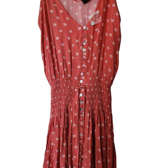 VICI Floral Print Flowy Maxi Dress Coral Orange size M Medium - Picture 5 of 12